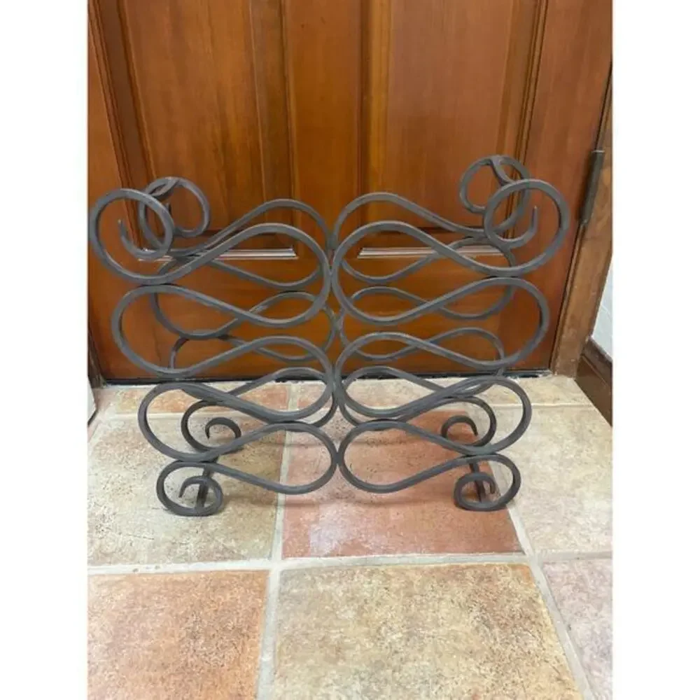 Vintage wrought iron wine rack